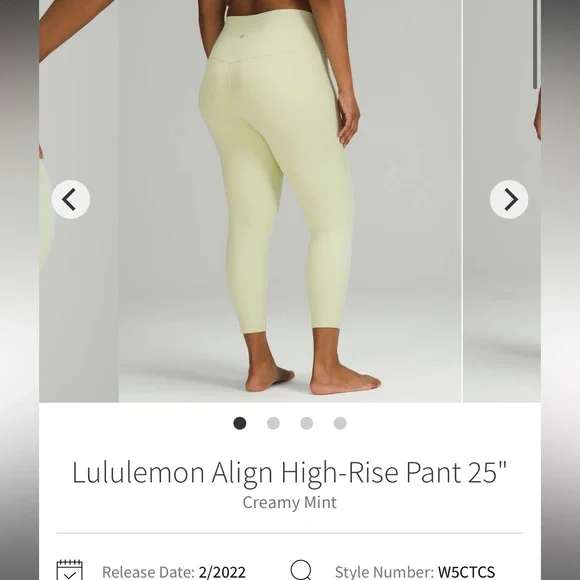 NWT Lululemon align high riseyoga pant 25” creamy mint nulu size 4 - Picture 2 of 3